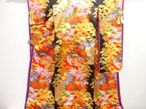 唐織孔雀に草花模様織出し花嫁衣装色打掛